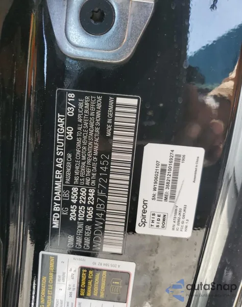 2018 Mercedes-Benz C 300 из США, поврежденный, VIN WDDWJ4JB7JF721452